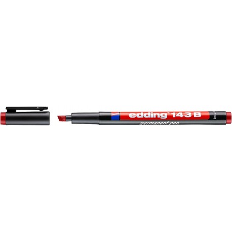 Marker permanent edding 143 B, corp plastic, varf tesit, 1-3 mm, rosu