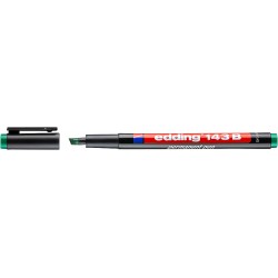 Marker permanent edding 143 B, corp plastic, varf tesit, 1-3 mm, verde