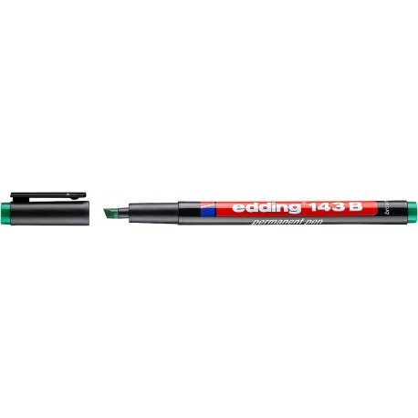 Marker permanent edding 143 B, corp plastic, varf tesit, 1-3 mm, verde