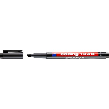 Marker permanent edding 143 B, corp plastic, varf tesit, 1-3 mm, negru