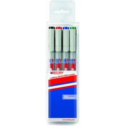 Marker nepermanent edding 152, corp din plastic, varf rotund, 1 mm, 4 culori/set