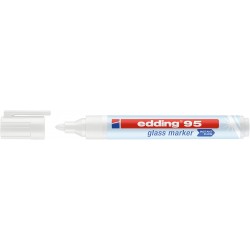 Marker pentru sticla edding 95, corp plastic, varf rotund, 1.5-3 mm, alb