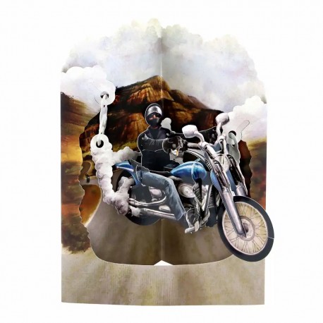 Felicitare 3D, Santoro, Swing Card, Pop-up, design Motocicleta