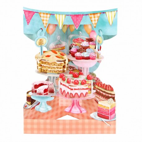 Felicitare 3D, Santoro, Swing Card, Pop-up, design Prajituri