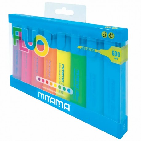 Set textmarkere Mitama, 8 culori Fluo