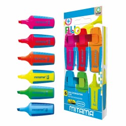 Set mini textmarkere Mitama, culori Fluo, 6 bucati