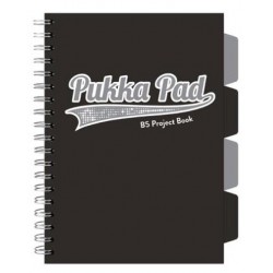 Caiet B5 cu spira si separatoare Pukka Pad Project Book, 200 file, matematica, negru