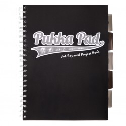 Caiet A4 cu spira si separatoare Pukka Pad Project Book, 200 file, matematica, negru