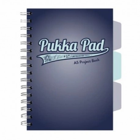 Caiet A5 cu spira si separatoare Pukka Pad Project Book, 200 file, matematica, albastru Caiet A5 cu spira si separatoare Pukka Pad Project Book, 200 file, matematica, albastru