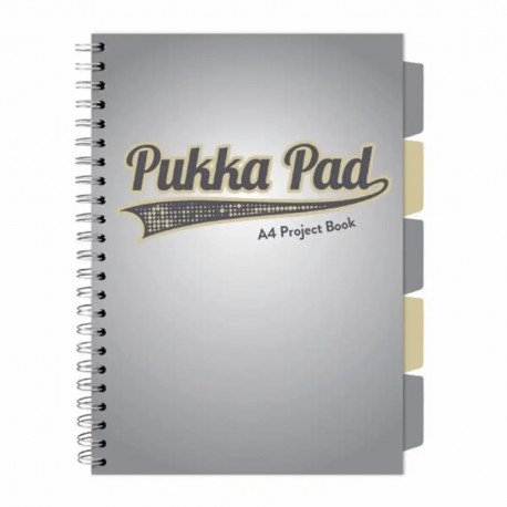 Caiet A4 cu spira si separatoare Pukka Pad Project Book, 200 file, matematica, gri Caiet A4 cu spira si separatoare Pukka Pad Project Book, 200 file, matematica, gri
