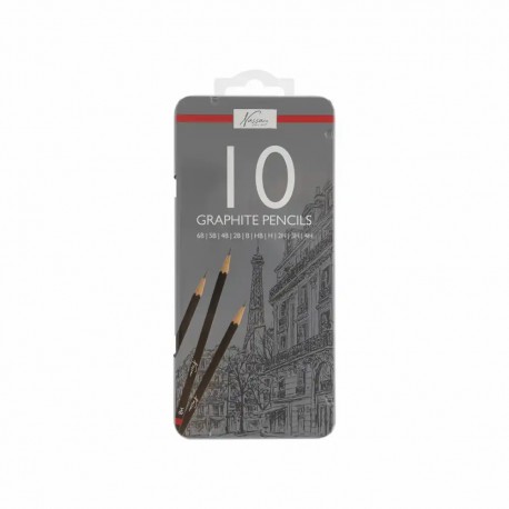 Set creioane grafit, Creative Craft, 10 bucati, duritati diferite