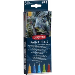 Liner Derwent Professional, 0.5 mm, pentru suprafete multiple, 5 buc/set, culori mate, varianta 2
