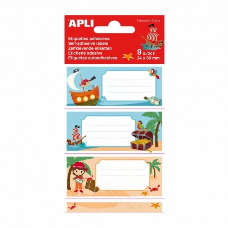 Etichete scolare Apli, 80x34 mm, 3 file, design pirati