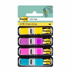 Index Post-it Mini, 11.9 x 43.2 mm, 35 file/culoare, 4 culori/set