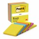 Notite adezive Post-it, 76 x 76 mm, 100 file, 6 bucati/set, nuante neon de galben, albastru, orange, galben, roz, verde