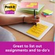 Notite adezive, Post-it, liniate, mix de culori, 102 x 152 mm, 100 file, 100% PEFC