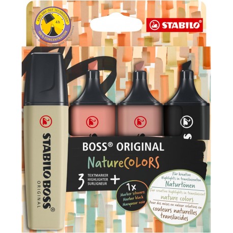 Textmarker Stabilo Boss Original Nature 4 culori/set