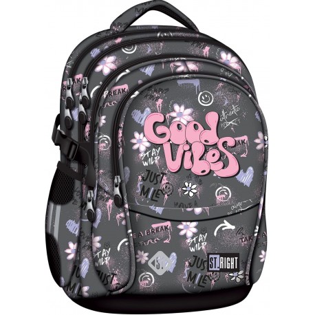 Ghiozdan scolar Majewski ST Right, BP01, Good Vibes, 4 compartimente, 43 x 32 x 21 cm
