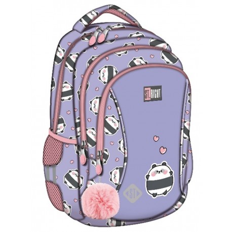 Ghiozdan scolar Majewski ST Right, BP26, Happy Panda, 3 compartimente, 39 x 27 x 17 cm