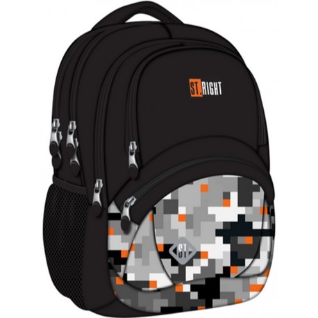 Ghiozdan scolar Majewski ST Right, BP05, Pixels, 4 compartimente, 42 x 30 x 19 cm