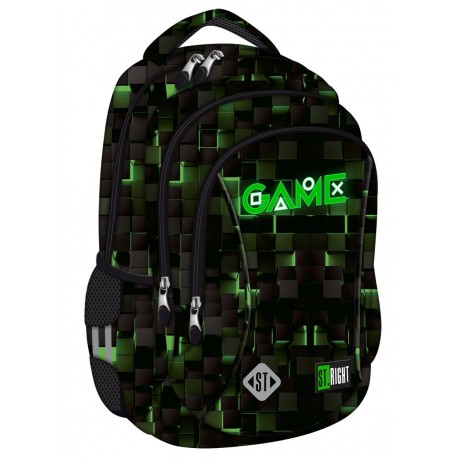 Ghiozdan scolar Majewski ST Right, BP26 XL, Green Game, 3 compartimente, 45 x 35 x 20 cm