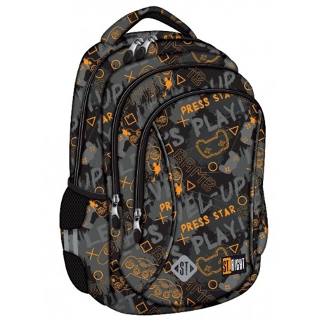 Ghiozdan scolar Majewski ST Right, BP26, Orange Pad, 3 compartimente, 39 x 27 x 17 cm