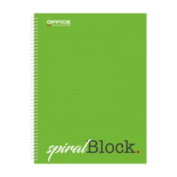 Caiet cu spirala, A4, 80 file - 70g/mp, coperti carton, verde, Office Products - matematica