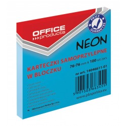 Notes autoadeziv 76 x 76 mm, 100buc/set, Office Products - albastru neon