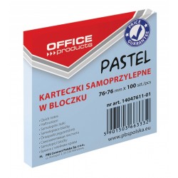 Notes autoadeziv 76 x 76 mm, 100buc/set, Office Products - albastru pastel