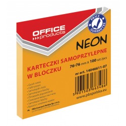 Notes autoadeziv 76 x 76 mm, 100buc/set, Office Products - orange neon