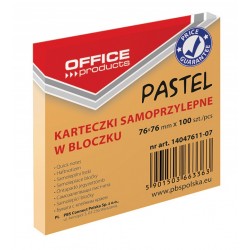 Notes autoadeziv 76 x 76 mm, 100buc/set, Office Products - orange pastel