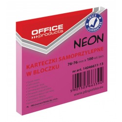 Notes autoadeziv 76 x 76 mm, 100buc/set, Office Products - roz neon
