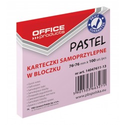 Notes autoadeziv 76 x 76 mm, 100buc/set, Office Products - roz pastel