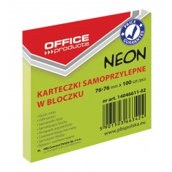 Notes autoadeziv 76 x 76 mm, 100buc/set, Office Products - verde neon