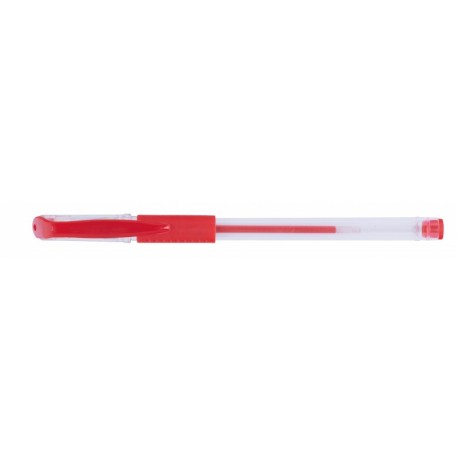 Pix transparent cu gel, cu rubber grip, varf 0.5mm, Office Products - rosu