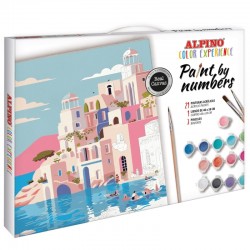 Set pictura pe numere Grecia, contine:panza canvas 40x30cm,3 pensule, ALPINO-Paint Color Experience