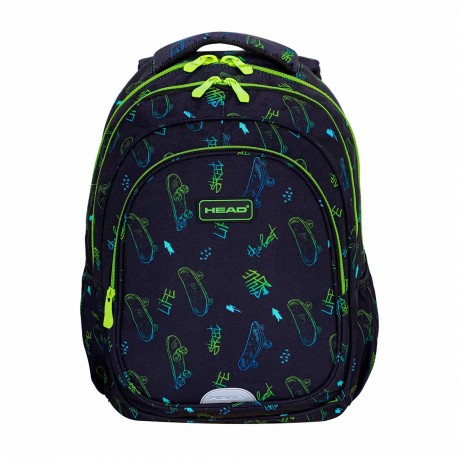 Ghiozdan Astrabag AB300, 3 compartimente, 32 x 22 x 10 cm, design skateboard