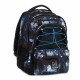Ghiozdan Mitama, 3 compartimente, design albastru cu negru