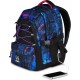 Ghiozdan Mitama, 3 compartimente, design mov cu negru