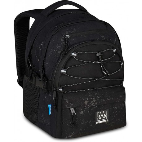 Ghiozdan Mitama, 3 compartimente, design negru