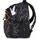 Ghiozdan Mitama, 3 compartimente, design alb cu negru