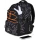 Ghiozdan Mitama, 3 compartimente, design alb cu negru