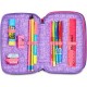 Penar echipat Mitama, 3 compartimente, design roz cu mov