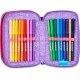 Penar echipat Mitama, 3 compartimente, design roz cu mov