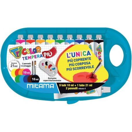 Tempera Mitama, 10 culori, 2 pensule