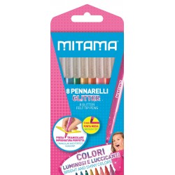 Set carioci Mitama, 8 culori, efect Glitter