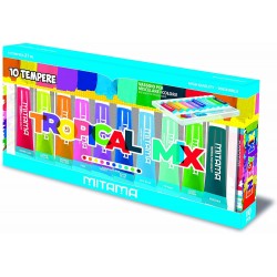 Tempera Mitama, 10 culori, Tropical Mix, lavabile, 21 ml