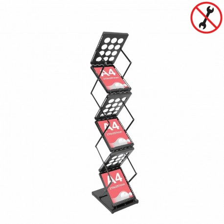 Stand pliabil dubla fata A4, 6 buzunare, negru