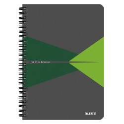 Caiet LEITZ Office, carton laminat, FSC, reciclabil, A5, 90 coli, cu spira, dictando, verde
