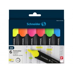 Textmarker SCHNEIDER Job, varf lat, 6 culori/set